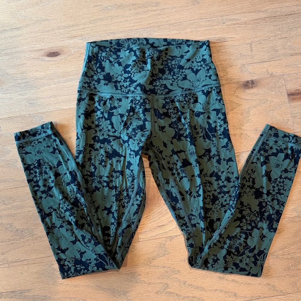Lululemon Align Floral Green and Black Leggings 6